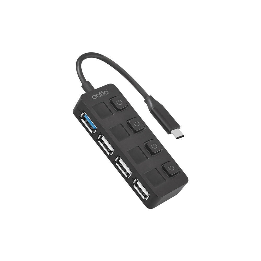 (온라인 판매금지)엑토 온오프 타입 C USB 3.2 Gen 1 &amp; USB 2.0 허브 (BLACK)
