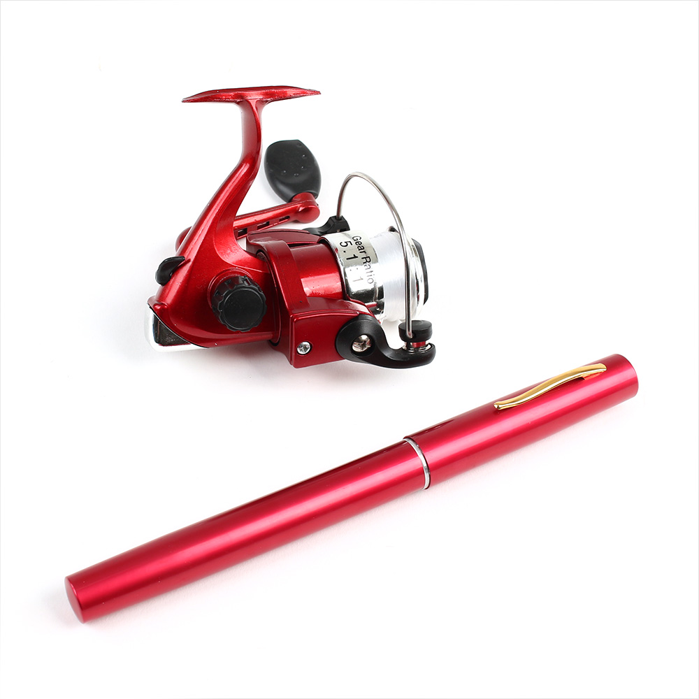 포터블 볼펜낚시대 레드 휴대용 낚싯대 민물 빙어낚시