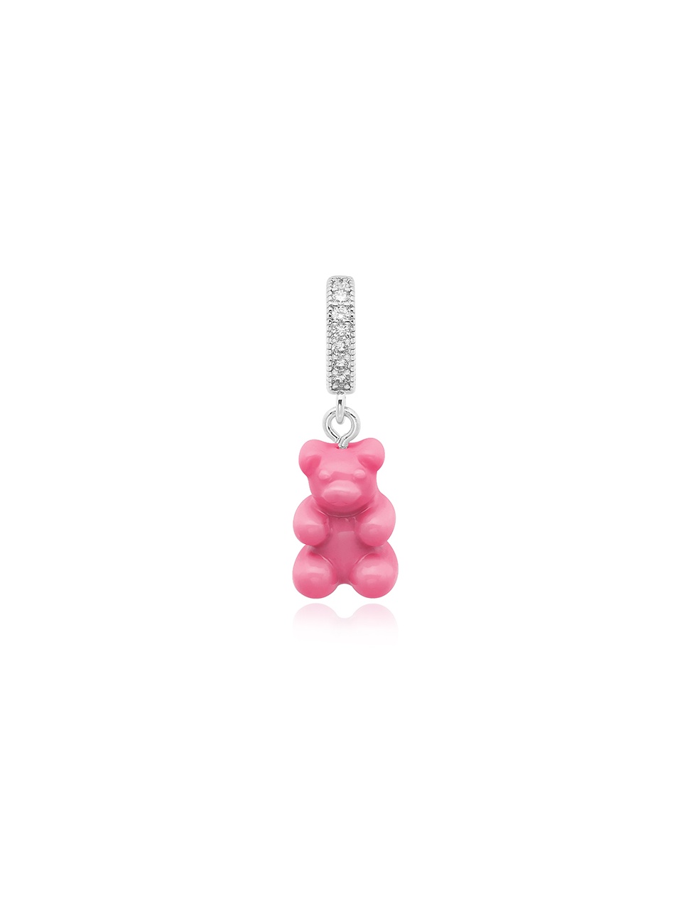 CRYSTAL HAZE 크리스탈헤이즈 NOSTALGIA BEAR-CANDY PINK-PAVE CONNECTOR SILVER 여성 참