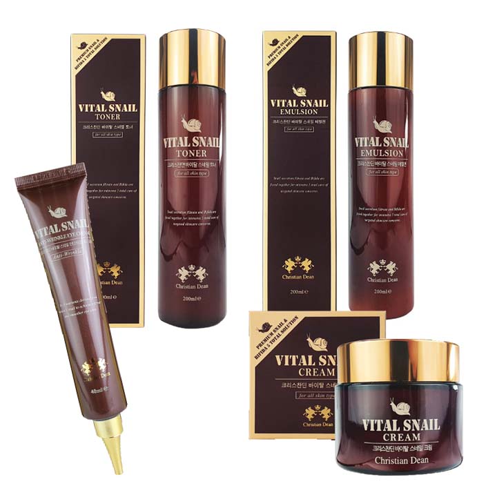 [크리스찬딘] 바이탈 스네일 기초라인 4종 구성 (토너+에멀젼+영양크림+아이크림)