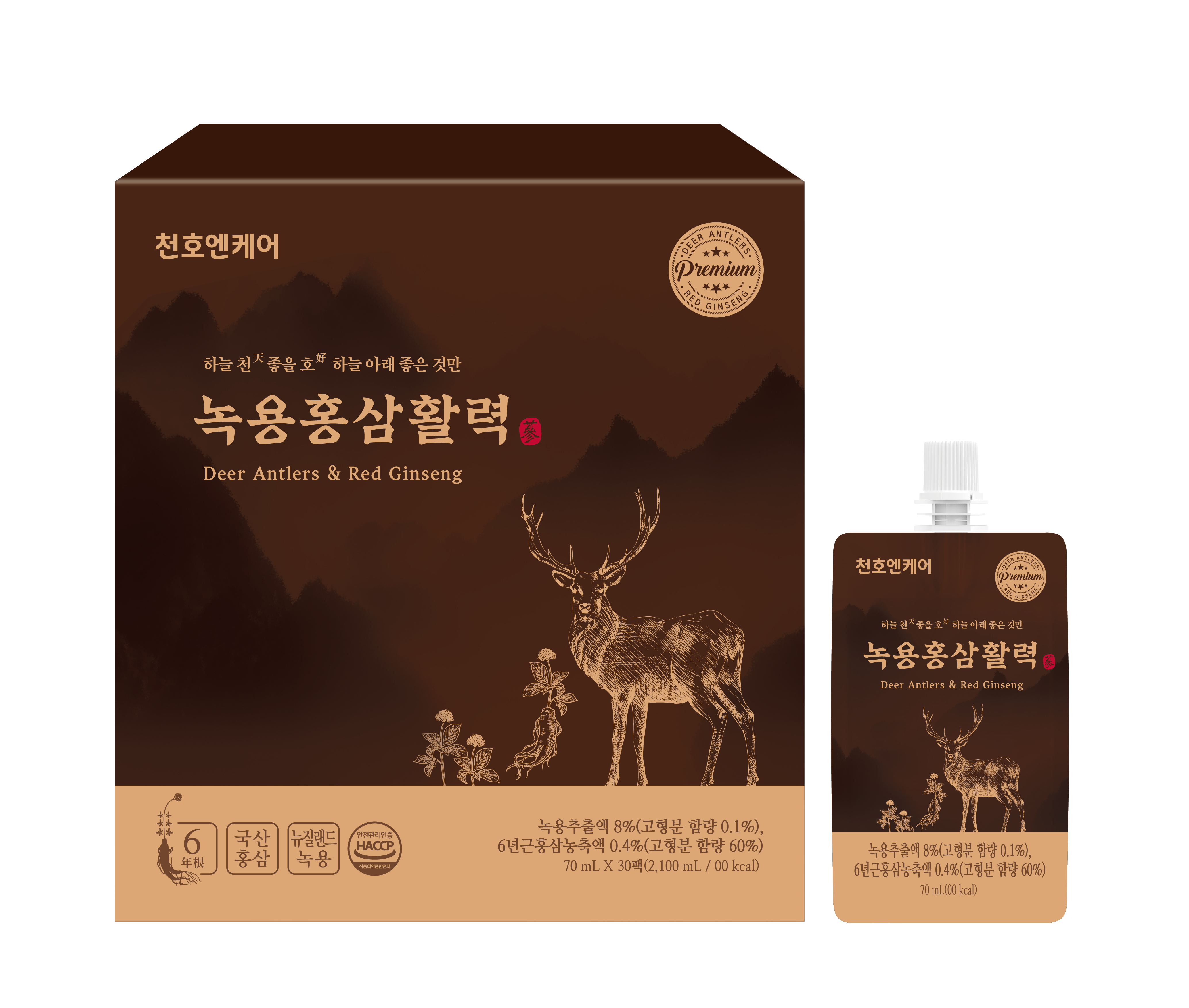 [천호엔케어] 녹용홍삼활력 70ml*30팩