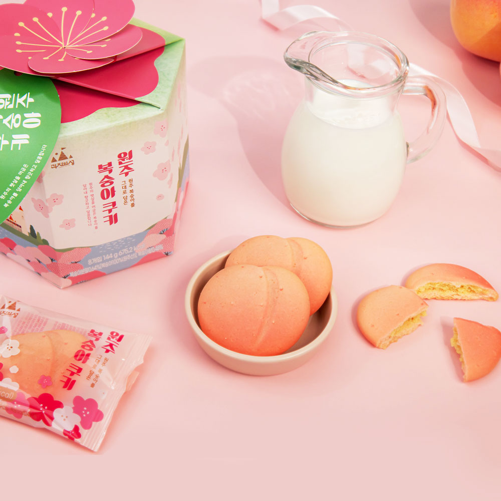 [과자의 성] 원주 복숭아 쿠키 8개입_입체형케이스