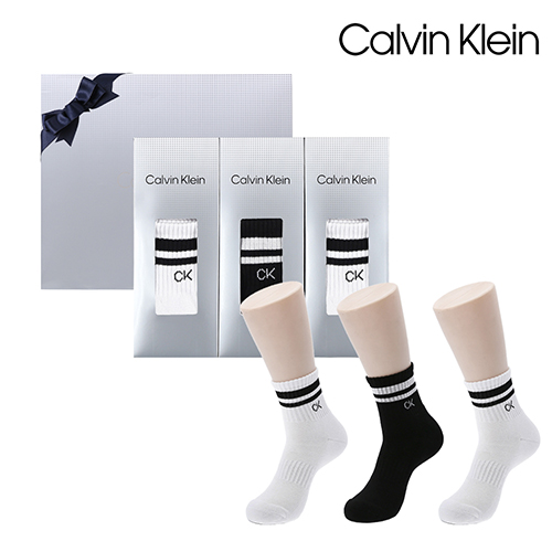 [캘빈클라인] 남성 캐주얼 스포츠 파일 양말3족 세트(프리미엄라인)