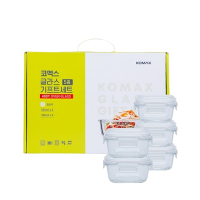 [코멕스] 오븐글라스 밀폐용기 5종 기프트세트
