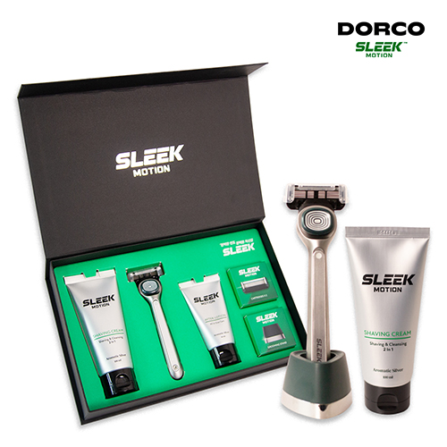 [도루코 슬릭] 모션 핸들면도기 풀세트(+핸들+날 2입+쉐이빙크림+애프터로션+거치대)