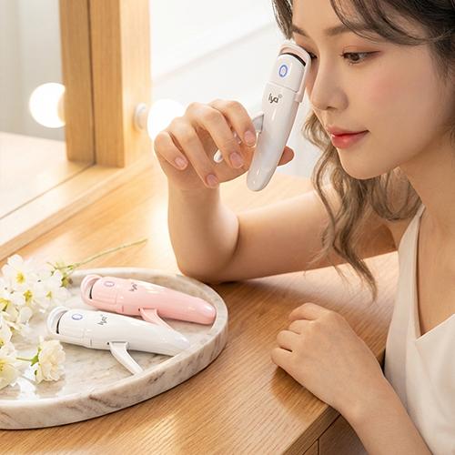[이야] 속눈썹 고데기 히팅뷰러 USB충전 (화이트/핑크)