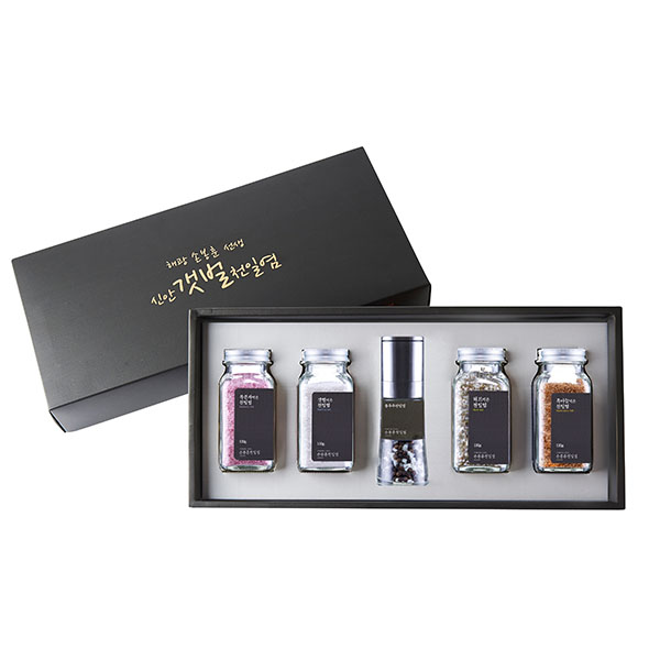 [손봉훈 천일염]솔트레인보우 그라인더 5종 선물세트 A (그라인더1+소금4)