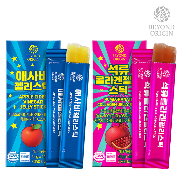 [비욘드오리진] 애사비 젤리스틱 15g x 14포 2개+석류콜라겐 젤리스틱 15g x 14포 2개