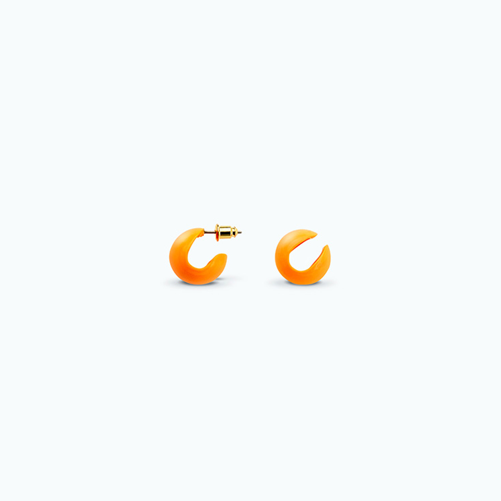 버니몽아모르 아이코닉 원형 이어커프+이어링 set | Neon orange