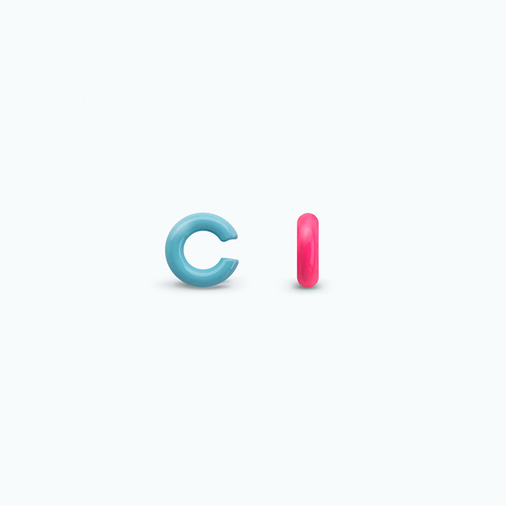 아이코닉 C형 이어커프 (M) set | Tochicanel+Neon pink
