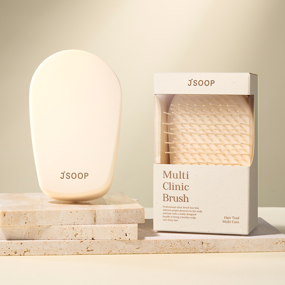 [제이숲] 프로페셔널 멀티 클리닉 두피 마사지 휴대용 샴푸 브러쉬, 1개 아이보리