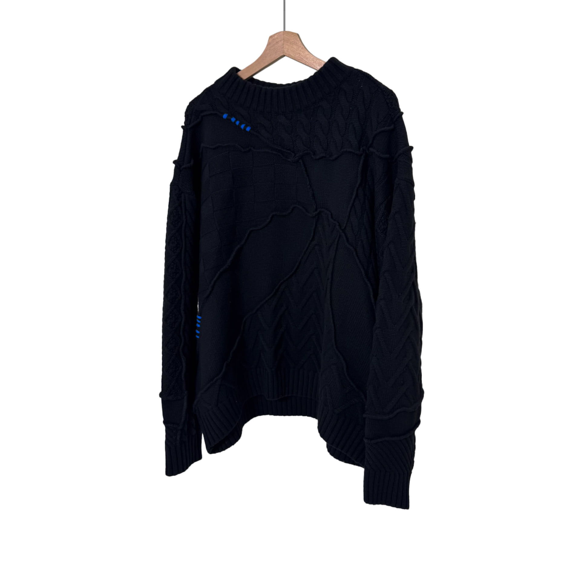 [L-XL] 아더에러 x 자라 남성 패치워크 오버사이즈 니트 스웨터 블랙