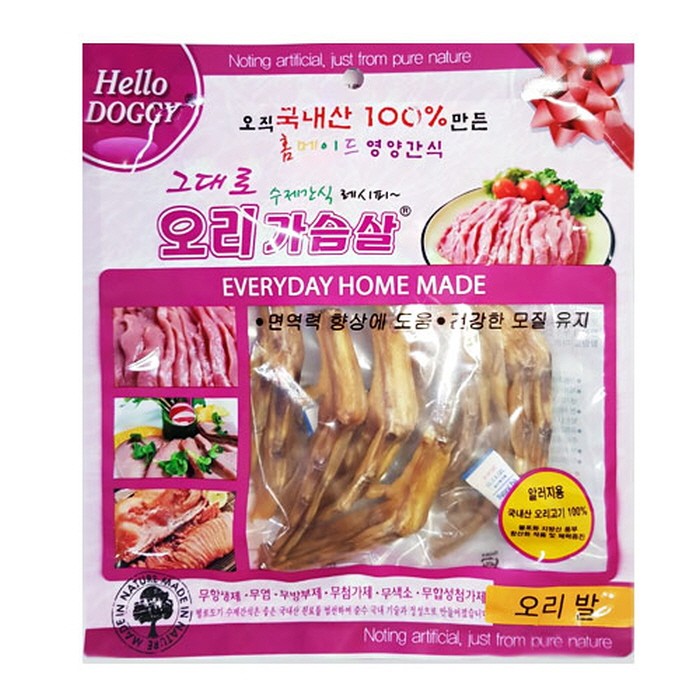헬로도기 그대로 오리가슴살 120g - 오리발 간식