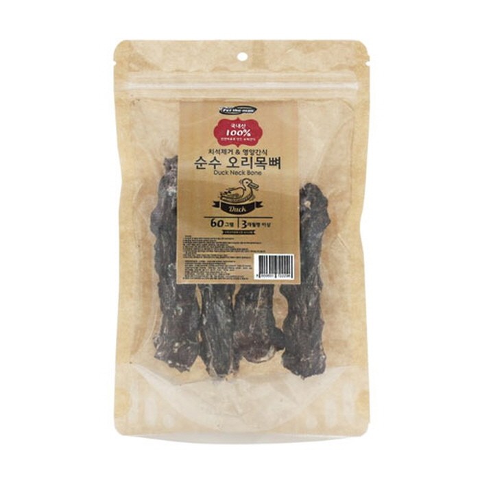 펫더맨 (국내산) 순수 오리목뼈 60g 애견 간식