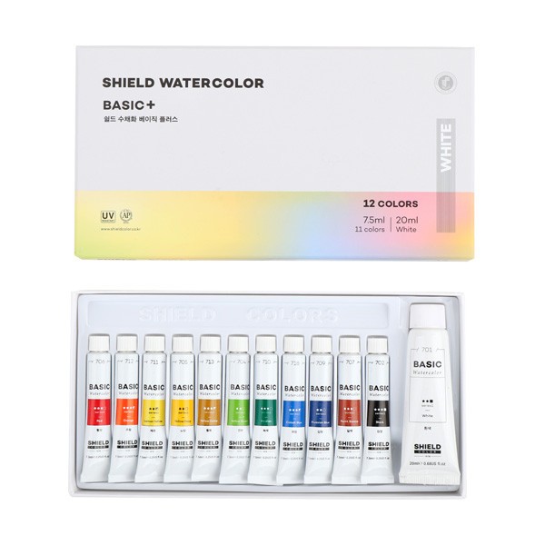쉴드 베이직플러스 수채화물감 12색 7.5ml 1개 한가람문구