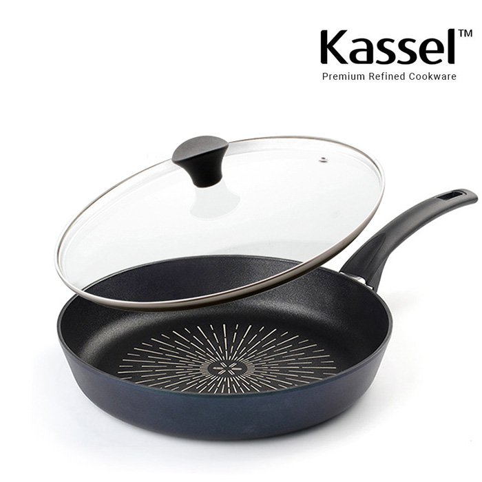 [Kassel] 카셀 국내생산 블루 라이트 인덕션 (IH) 프라이팬28cm+유리뚜껑28cm
