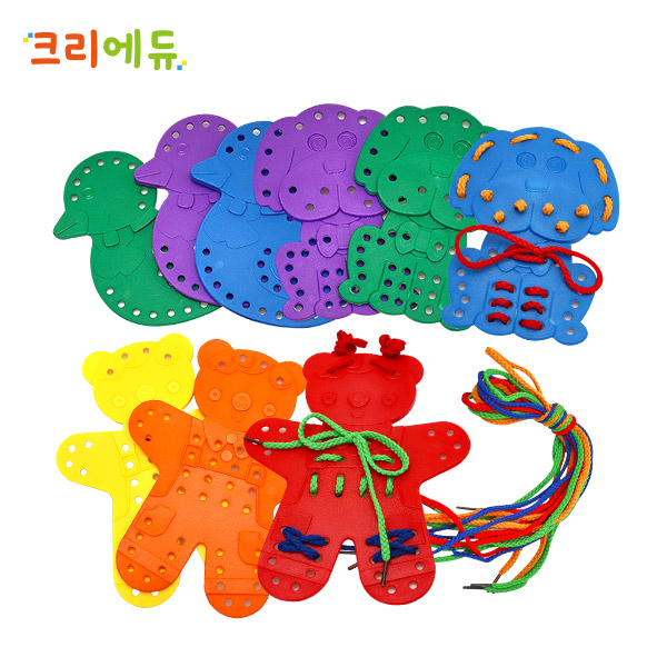 [캐스B]튼튼 동물실꿰기블록9pcs(1595)