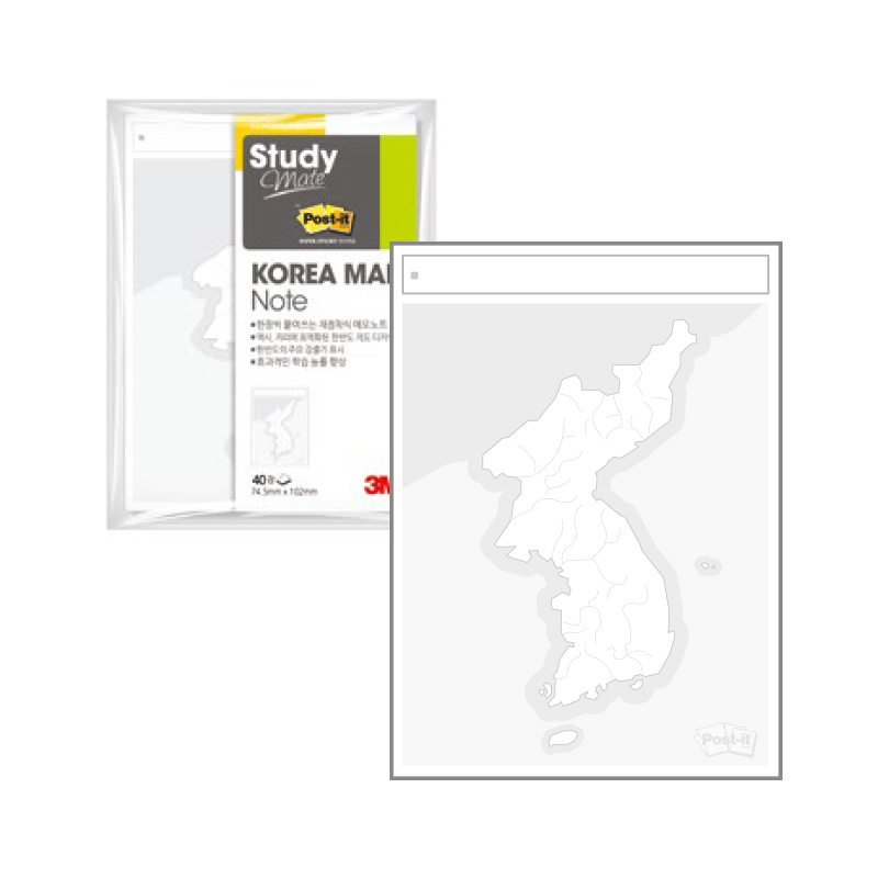 3M 포스트잇 스터디메이트 노트 한국 지도