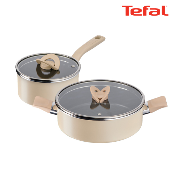 테팔 팬&냄비 인덕션 블라썸 베이지 2종세트 (편수냄비 18cm + 전골냄비 24cm)