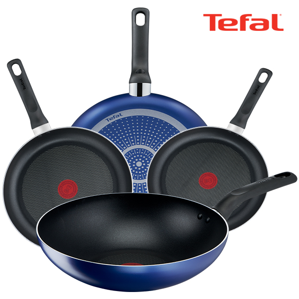 테팔 팬&냄비 PTFE 미드나잇 블루 4종세트 (프라이팬 24cm + 26cm + 28cm + 볶음팬 28cm)