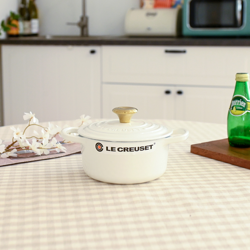 르크루제 시그니처 원형냄비 16cm 화이트[골드놉]