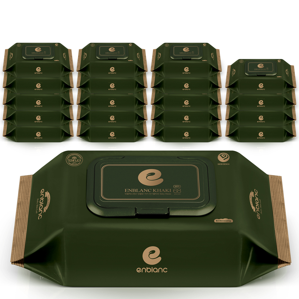 앙블랑 아기 물티슈 82평량 초고평량 세이프 카키 캡형 68매 x20팩