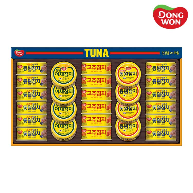 [26년설][동원선물세트] 동원참치 S26호 (라이트스탠다드 90g 12캔 + 고추참치 90g 6캔 +야채참치 90g 4캔 + 김치찌개용참치 90g 4캔)