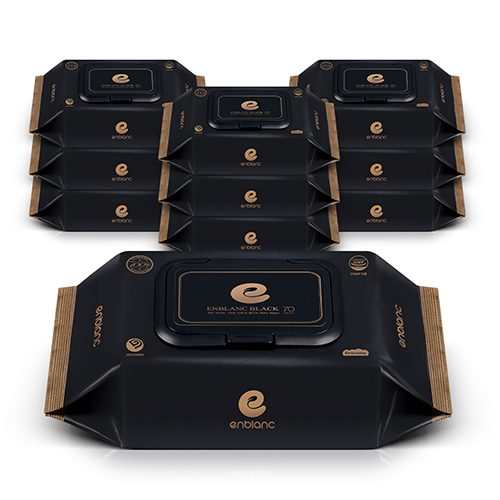 앙블랑 아기 물티슈 78평량 세이프 블랙 캡형 70매 10개