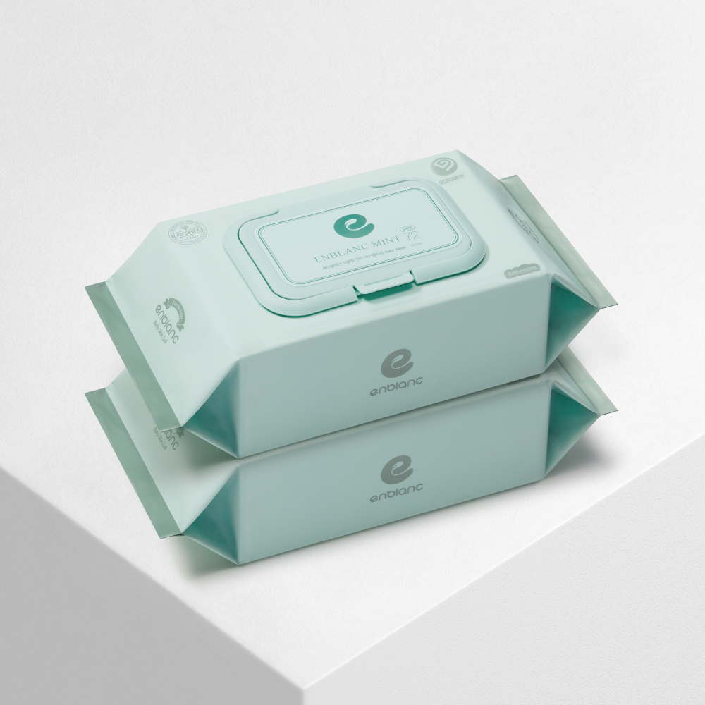 앙블랑 아기 물티슈 58평량 세이프 민트 캡형 72매 20팩