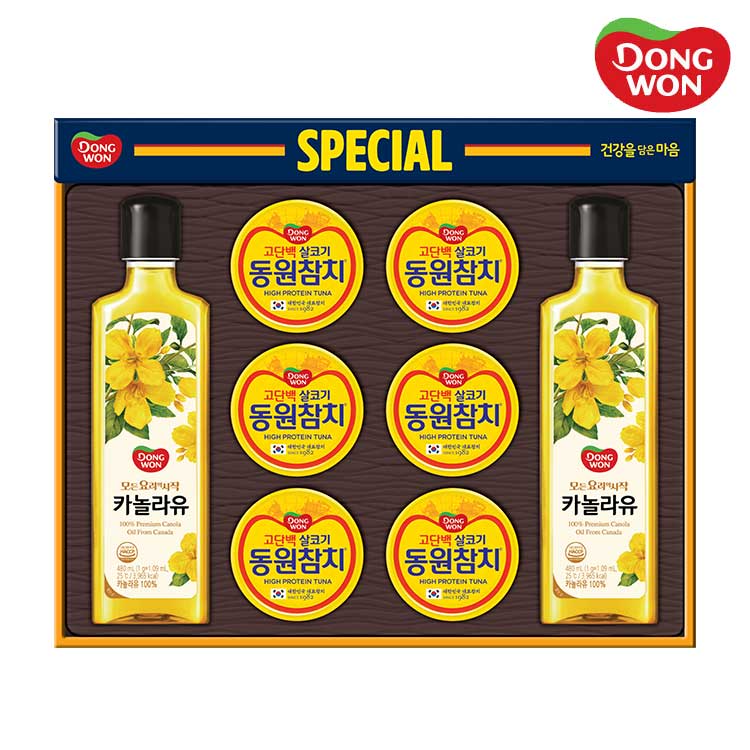 [26년설][동원선물세트] 스페셜 15호 (라이트스탠다드 135g 6캔 + 카놀라유 480ml 2병)