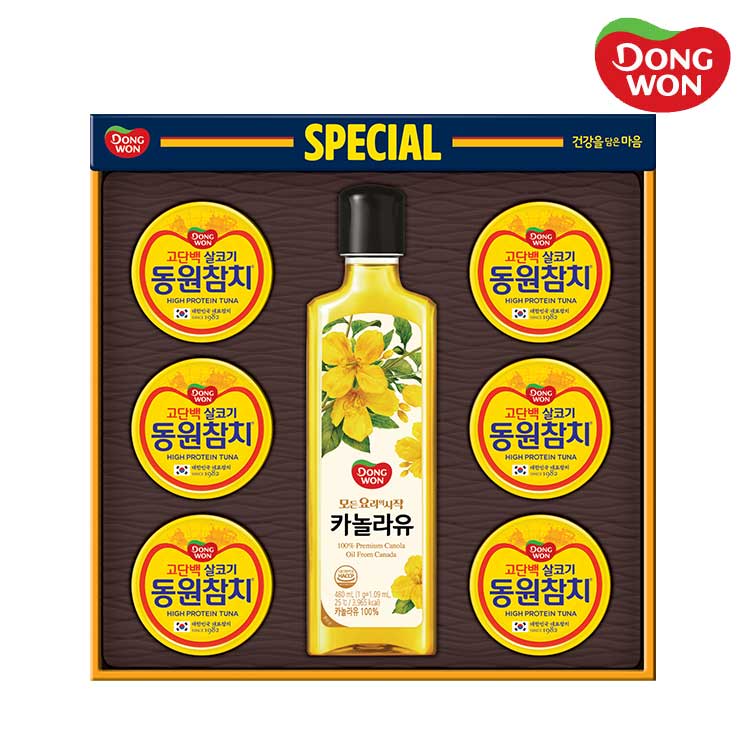 [26년설][동원선물세트] 스페셜 14호 (라이트스탠다드 90g 6캔 + 카놀라유 480ml 1병)