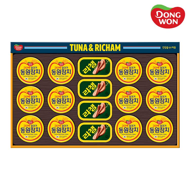 [26년설][동원선물세트] 튜나리챔 O-48호 (라이트스탠다드 85g 12캔 + 리챔 120g 4캔)