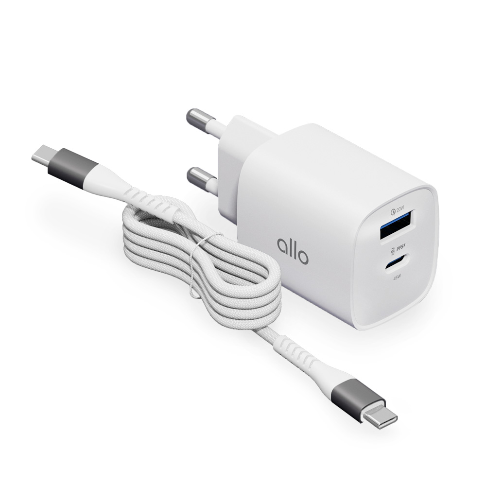 [알로코리아] 45W 라이트 GaN 2포트 초고속 충전기 UC245GPD