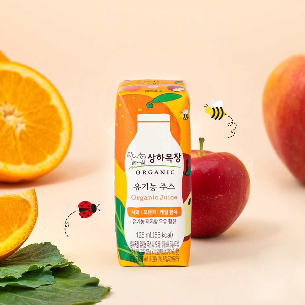 상하목장 유기농주스 사과 오렌지 케일 125ml 48팩