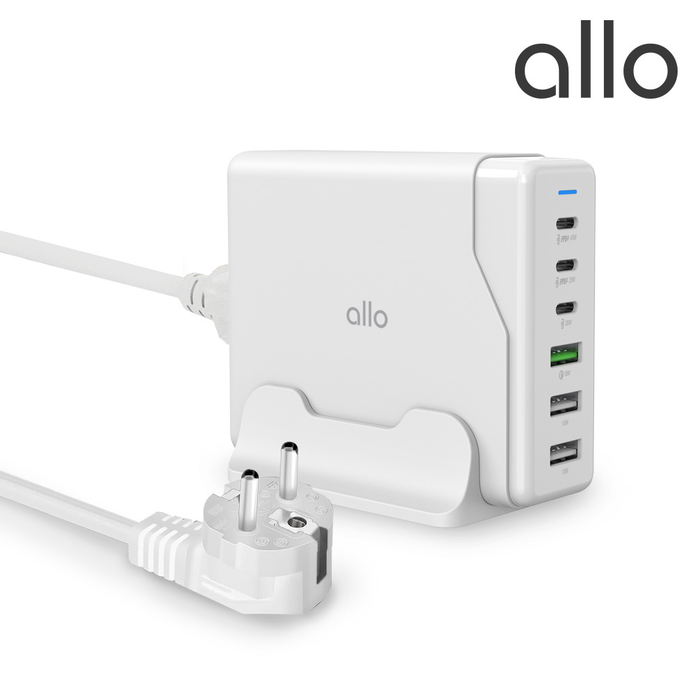 [알로코리아] 100W GaN 접지형 6포트 PD C타입 초고속 멀티 충전기 UC6100GPD