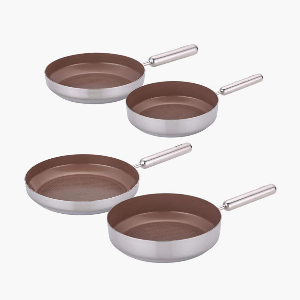 [네오플램] 엣지팬 스텐 브라운 IH 쿡웨어 4종세트 (20cm 프라이팬.,24cm 프래이팬, 28cm프라이팬, 28cm 궁중팬)