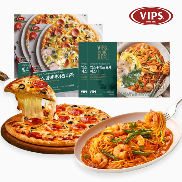[빕스] 쉬림프로제파스타 290g 2팩+콤비네이션피자 440g 2팩