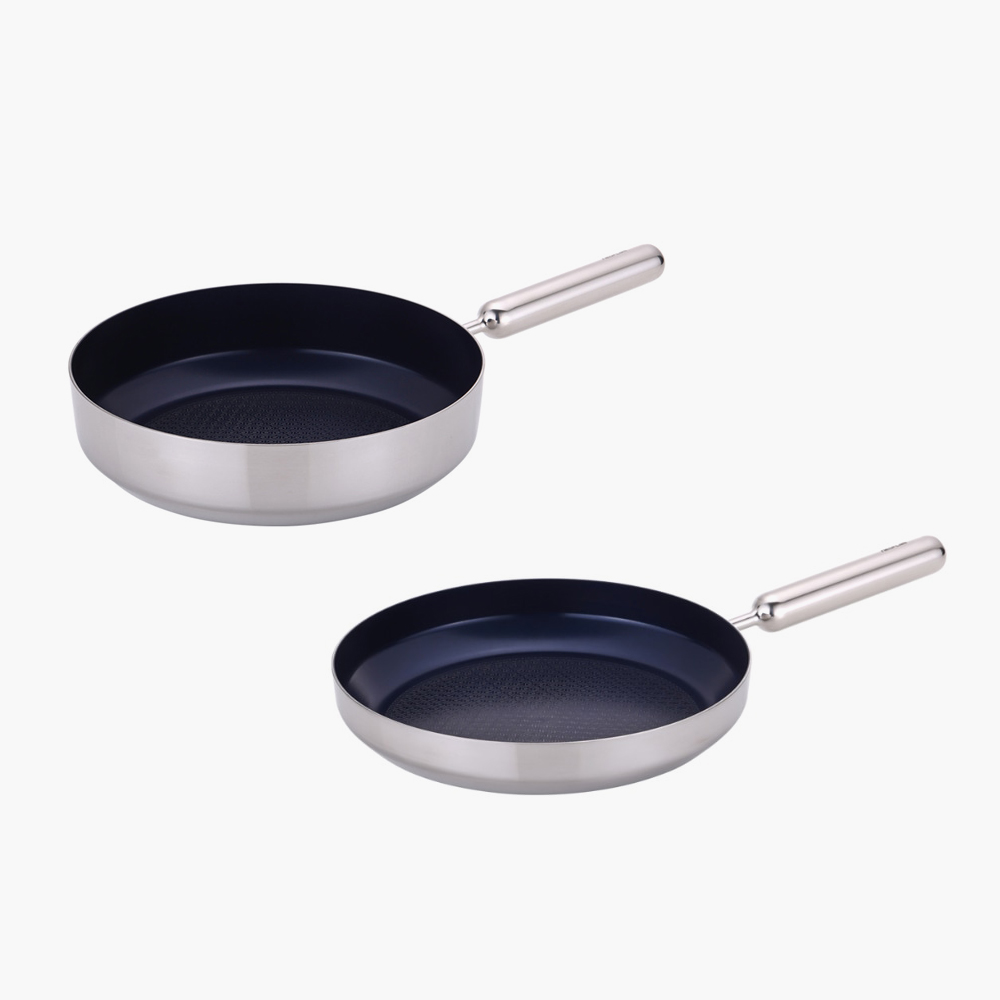 [네오플램] 엣지팬 스텐 블루 IH 프라이팬 2종세트 (28cm 프라이팬, 28cm 궁중팬)