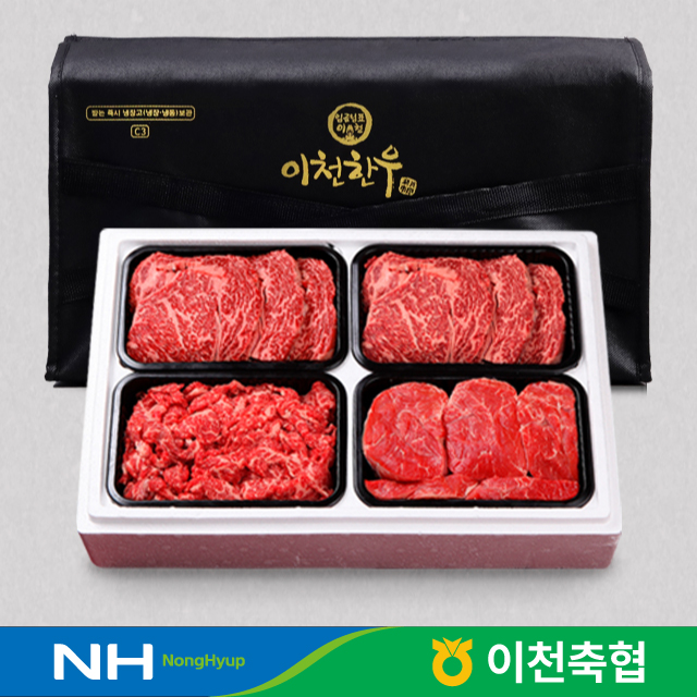 [이천축협 임금님표] 1등급 무항생제 한우 혼합4호 1.2kg(등심300g+등심300g+국거리300g+불고기300g)