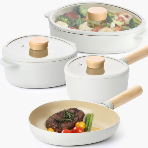 [네오플램] 피카 아펙스 화이트 IH 인덕션 냄비팬 4종 세트 ( 24cm 프라이팬, 18cm 편수 냄비, 20cm 양수 냄비, 26*22cm 전골 냄비)