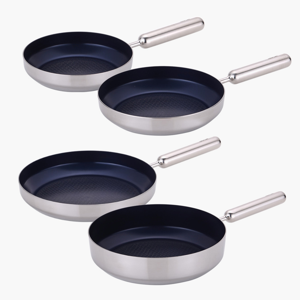[네오플램] 엣지팬 스텐 블루 IH 쿡웨어 4종세트 (20cm 프라이팬, 24cm 프라이팬, 28cm프라이팬, 28cm 궁중팬)