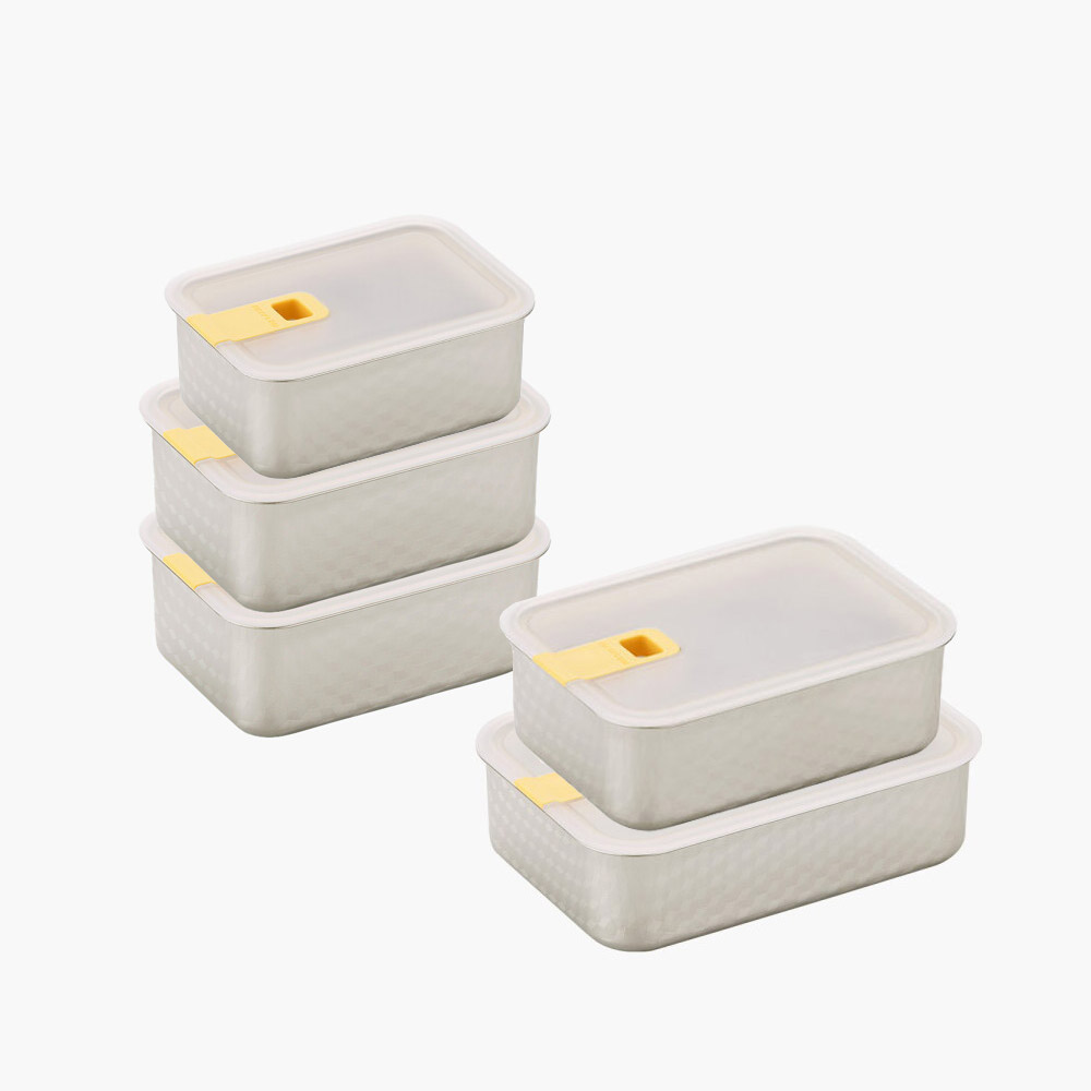 [네오플램] 퍼펙트씰S 스텐304 밀폐용기 5종세트 (550ml+800mlx2+1150ml+1650ml)
