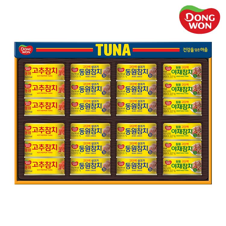 [26년추석][동원선물세트] 동원참치 O24호 (라이트스탠다드85g 12캔 + 고추참치 85g 6캔 + 야채참치 90g 6캔)