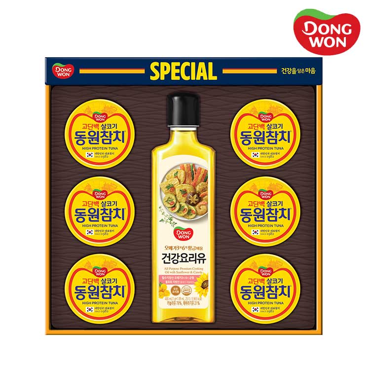 [26년추석][동원선물세트] 스페셜 O-77호 (라이트스탠다드 참치 85g 6캔 + 건강요리유 480ml 1병)