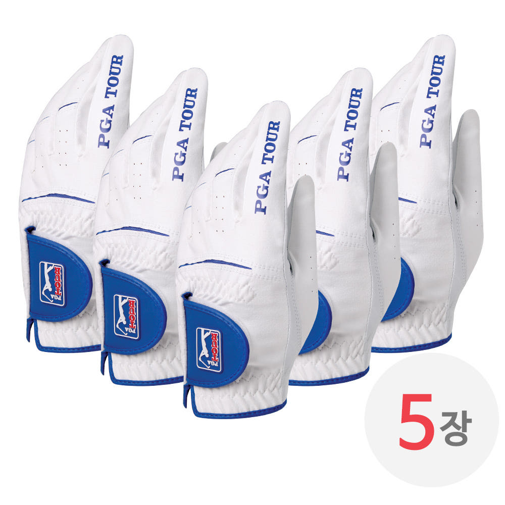 PGA TOUR 맥스 핏 반양피 골프장갑 5장 세트 정식 라이센스 상품
