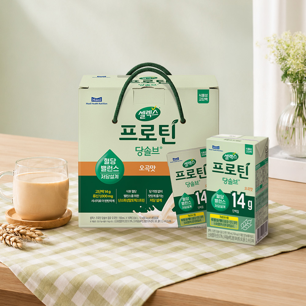 셀렉스 식물성 프로틴 당솔브 음료 오곡맛 선물세트 190ML 16팩 1세트