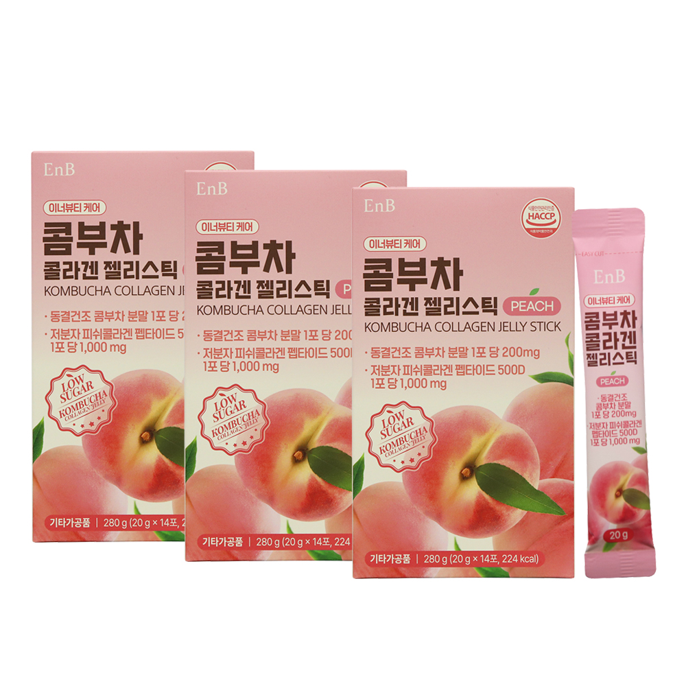 EnB 콤부차 콜라겐 젤리스틱 20gX14포X3개 저당 저칼로리