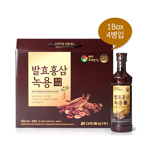[대한홍삼] 발효 홍삼 녹용 프리미엄 500ml x 4병