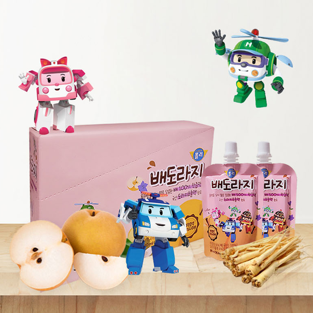 로보카폴리 배도라지즙 80ml x 30개 물한방울 넣지 않은 달콤한 배 100% 착즙액