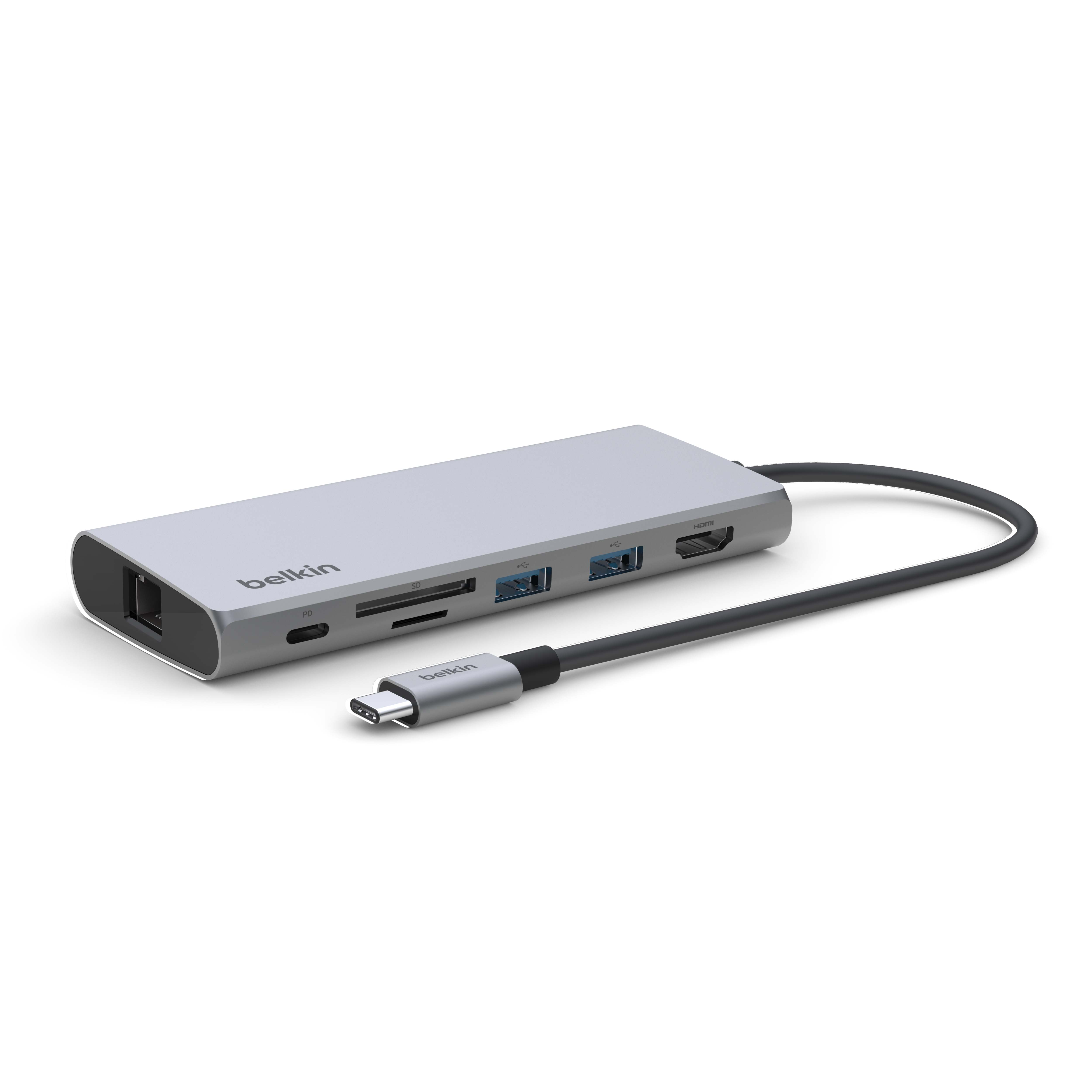 [벨킨] Connect USB-C® 7-in-1 멀티포트 어댑터 (그레이) INC009btSGY